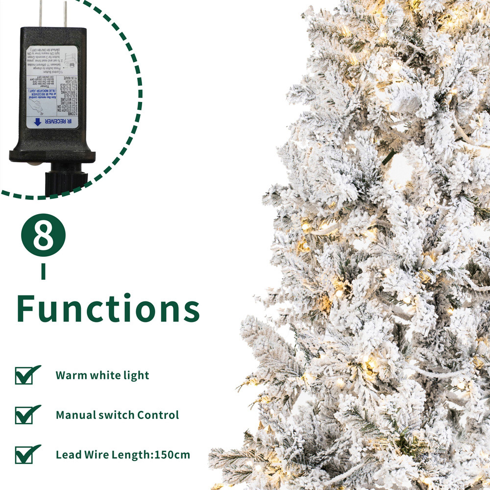 Abrihome 250 Warm White LED Pre-Lit Flocked Artificial Christmas Tree with 720 Tips 7ft Image 6