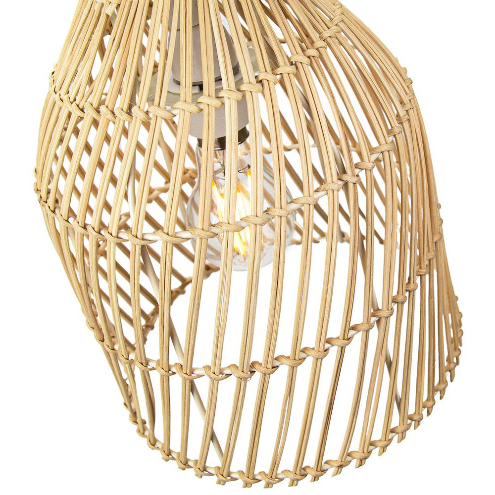 Happy Homewares Light Brown Twist Rattan Wicker Classic Bell Shaped Pendant Shade Image 3