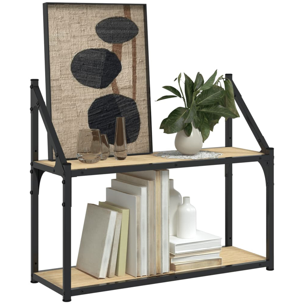 vidaXL 2 Shelf Sonoma Oak Floating Wall Shelf Image 2