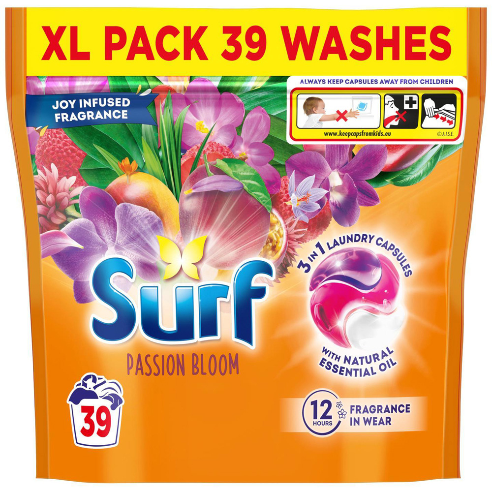 Surf 3-in-1 Passion Bloom Washing Capsules XL 39 Washes 3 Pack Image 2