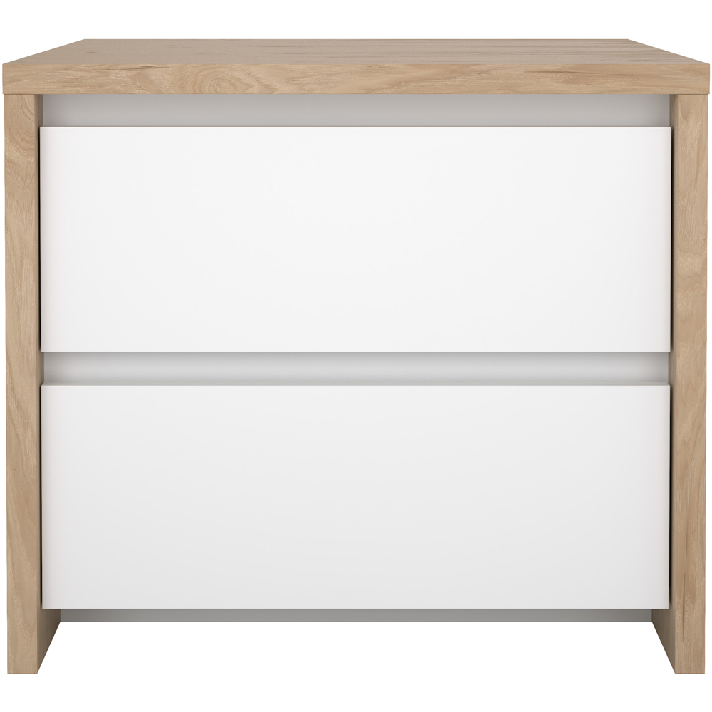 Florence Next 2 Drawer Jackson Hickory White High Gloss Nightstand Image 2