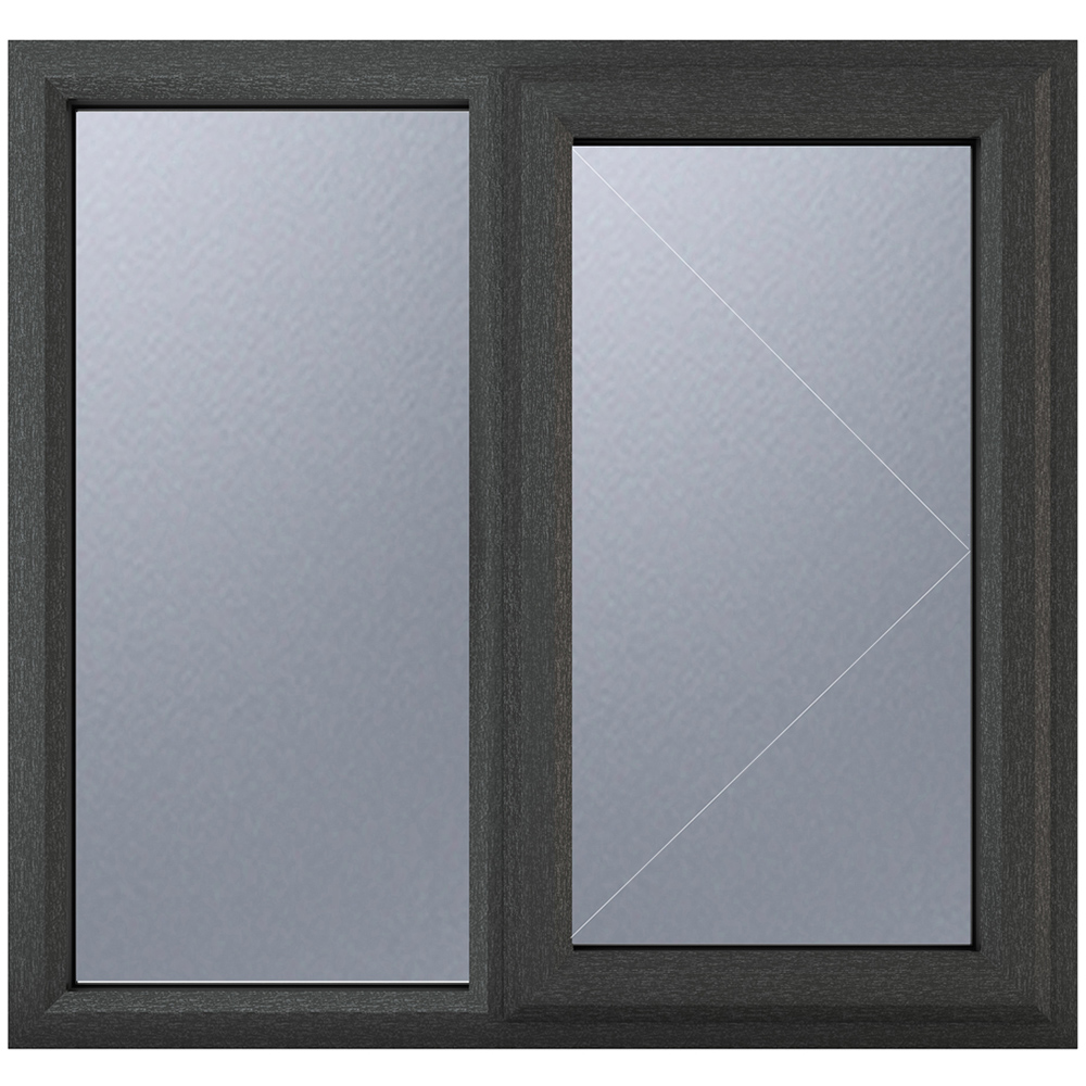 Crystal uPVC Double Glazed Window RH Side Hung Next to a Fixed Grey White Obscure Glass 1190x1115mm Image 2
