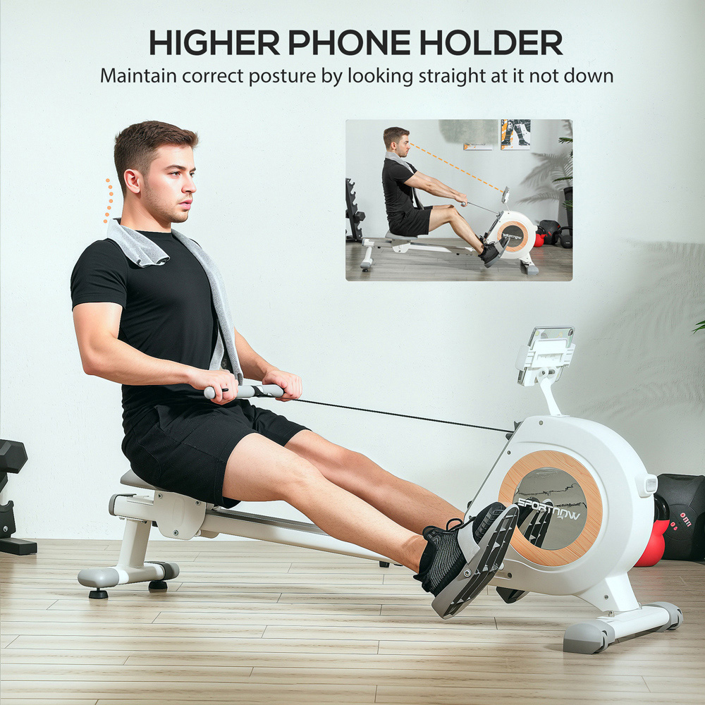 Sportnow White 16 Level Magnetic Rowing Machine with LCD Monitor Image 6