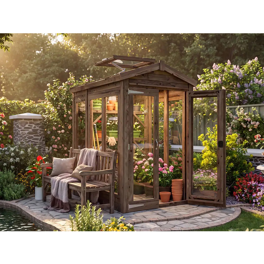 Dunster House Growzilla Brown Wooden 4 x 6ft Greenhouse Image 3