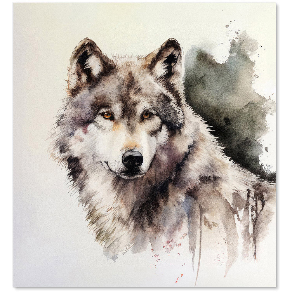 Warren Reed Designer Loyal Wolf Watercolour Glass Kitchen Splashback 65 x 60cm Image 2
