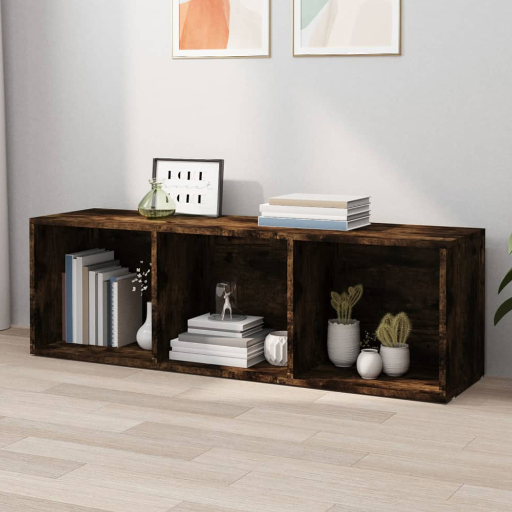 vidaXL 3 Shelf Smoked Oak Bookcase Image 1