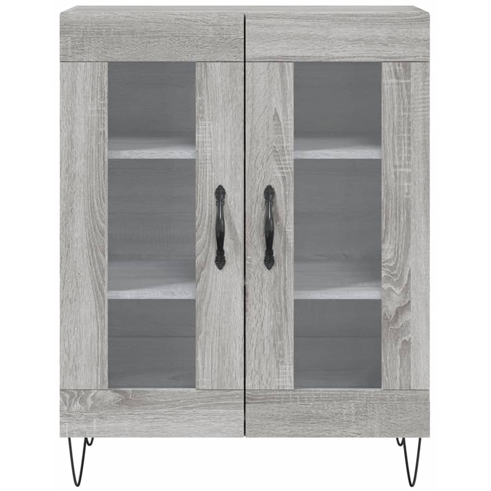 vidaXL 2 Glass Door 3 Shelf Grey Sonoma Tall Highboard Image 8