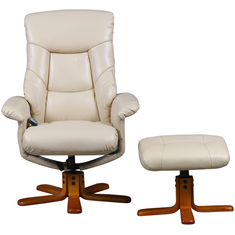 Tokyo Massage Chair with Footstool - Latte Image 2