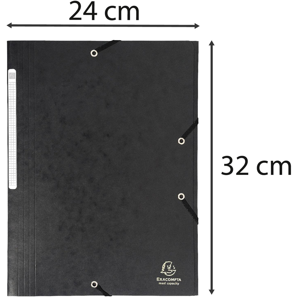 Exacompta A4 Black 3 Flap Elastic Folder 25 Pack Image 6