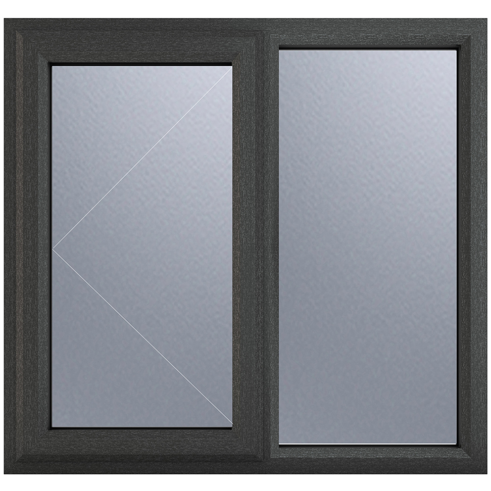 Crystal uPVC Double Glazed Window LH Side Hung Next to a Fixed Grey White Obscure Glass 905x965mm Image 2