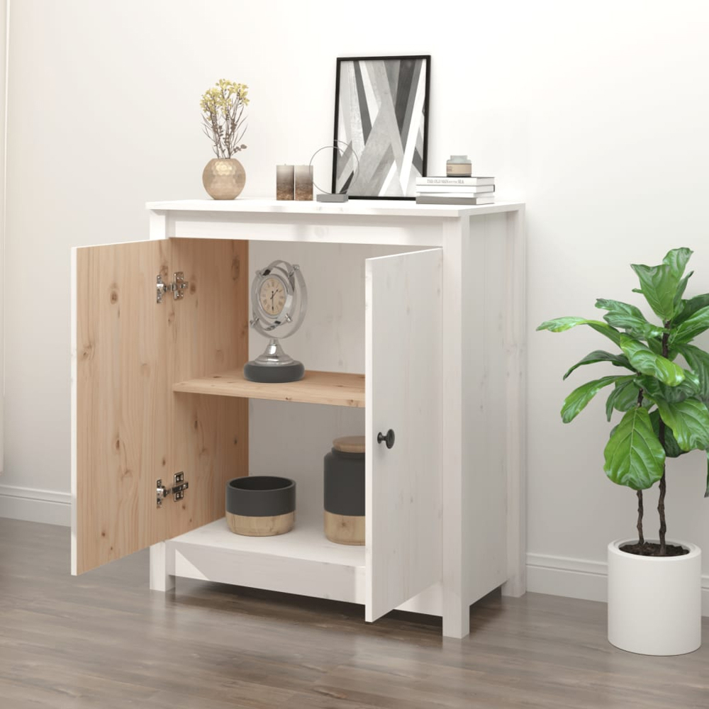 vidaXL 2 Door White Solid Pine Wood Sideboard Image 7