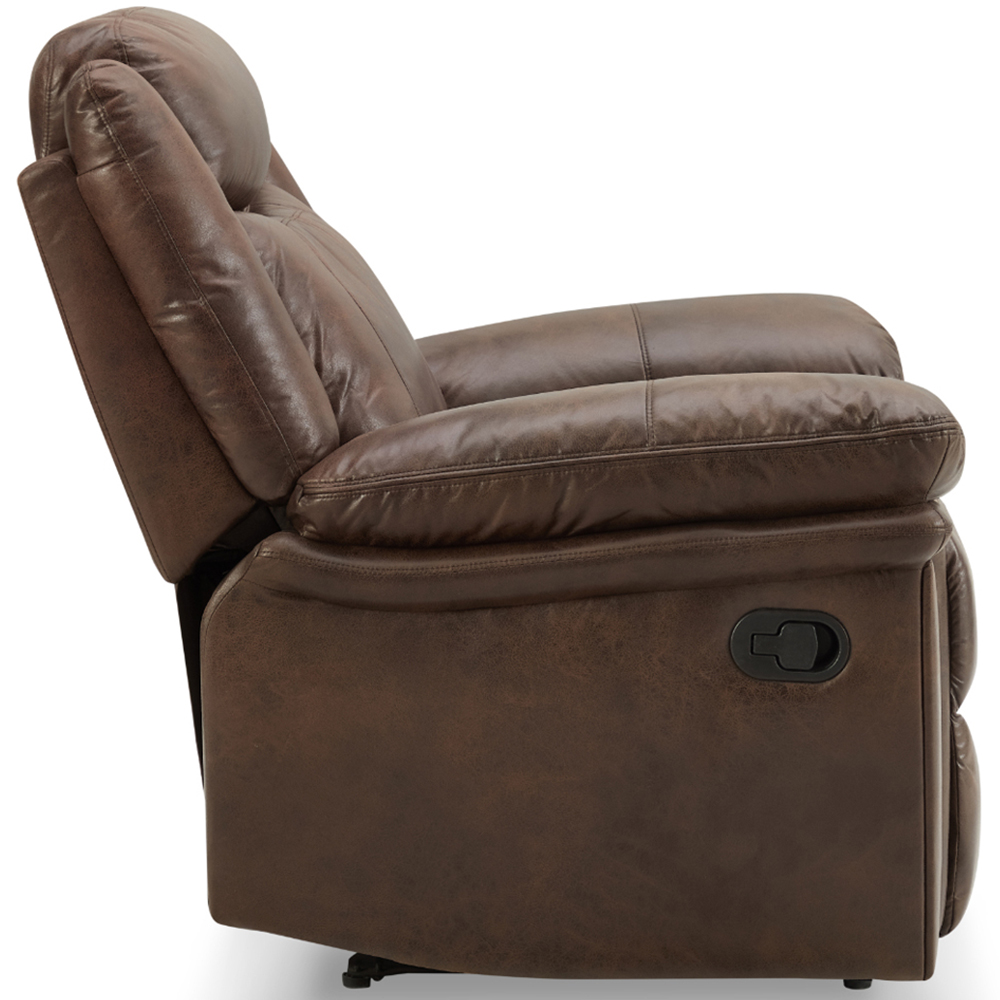 Home Detail Rowan 3 Seater Brown Faux Leather Manual Recliner Sofa Image 4