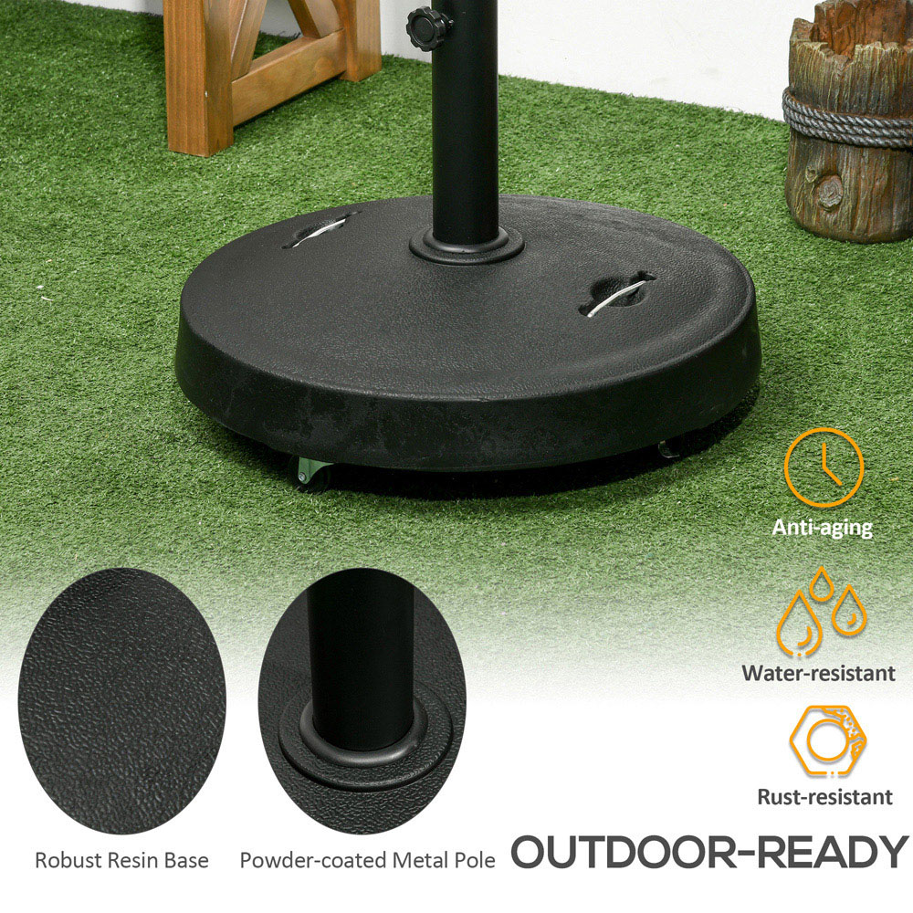 Outsunny Black Round Parasol Base with Wheels Image 6