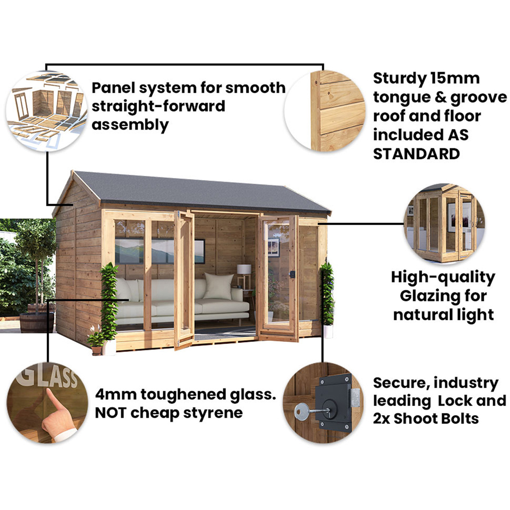 Dunster House RagePanda 12 x 8ft Brown Reverse Superfelt Apex Summerhouse Image 6