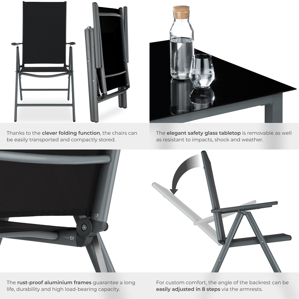 tectake Stabia 4 Seater Anthracite Garden Table and Chairs Set Image 5