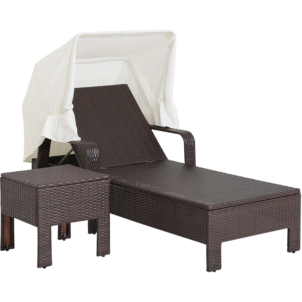 Costway Garden Chaise Lounge Chair with Side Table Image 3