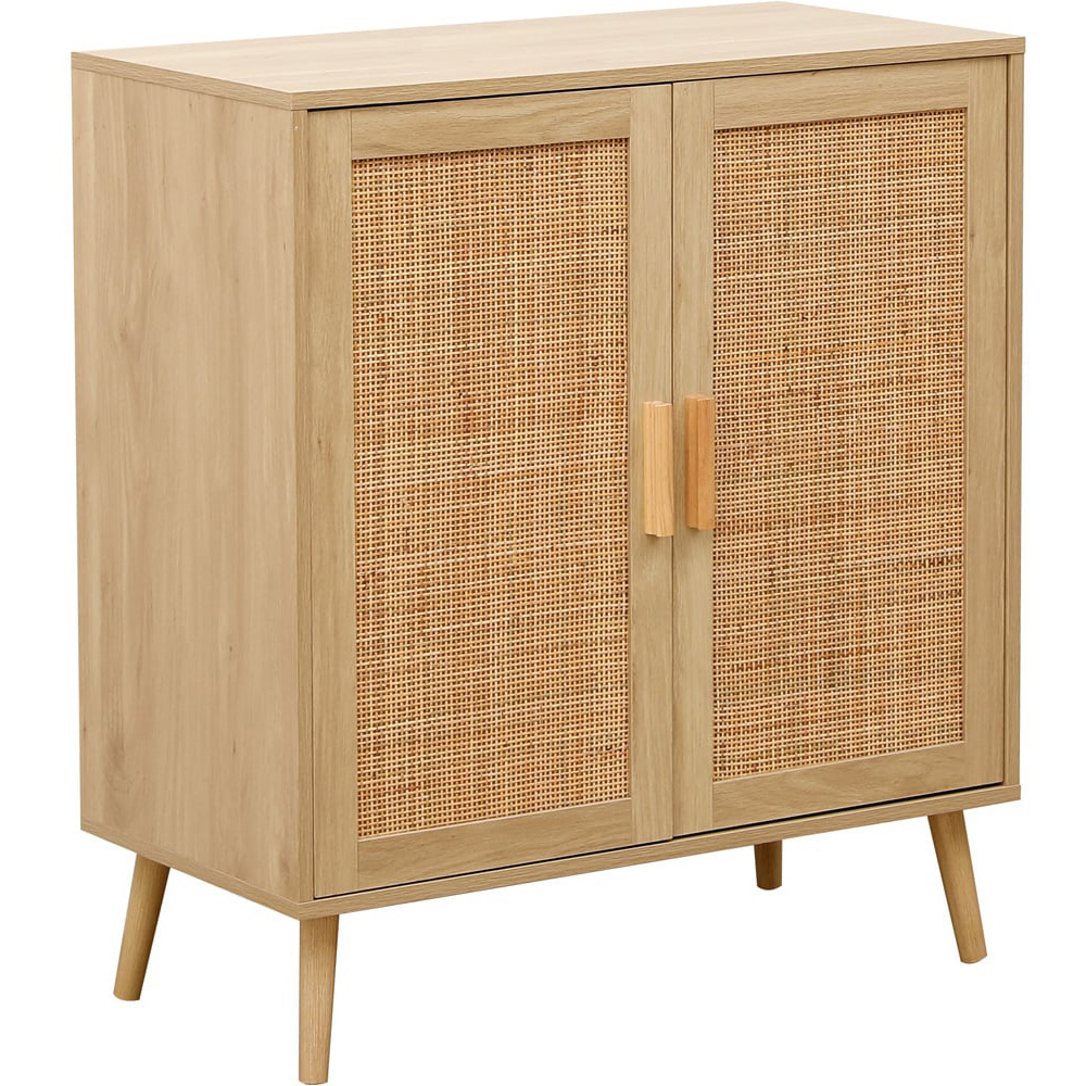 FurnitureHMD 2 Door Wooden and Rattan Weaving Sideboard Image 3