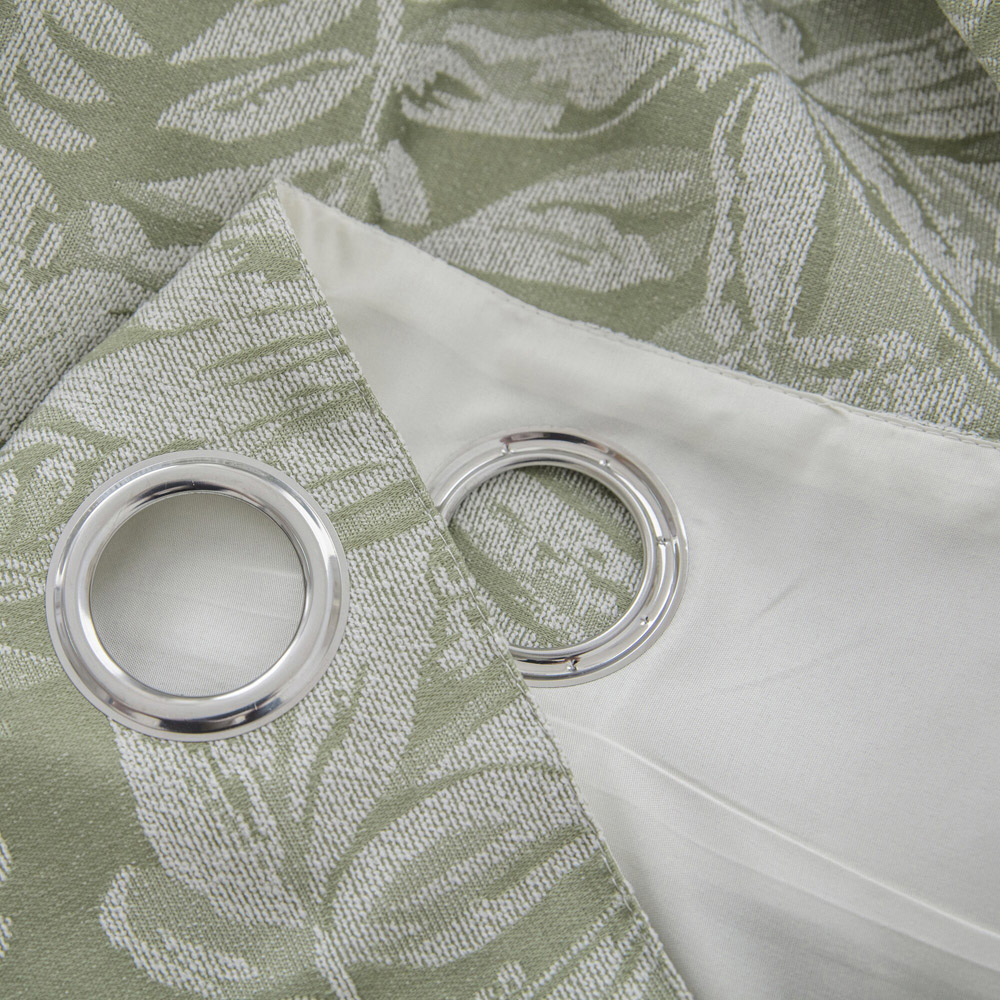 Alan Symonds Green Chenille Jacquard Lined Ring Top Eyelet Curtains 229 x 229cm Image 2