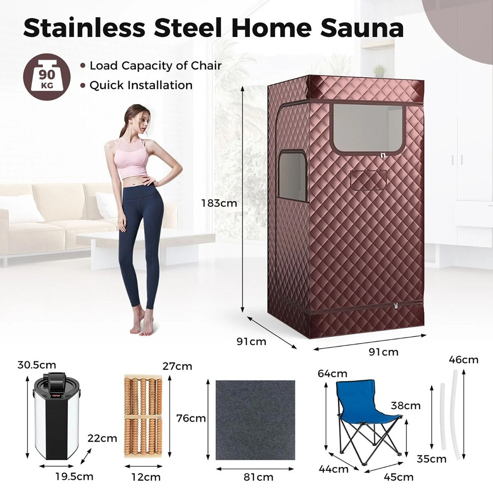 Costway Portable Home Steam Sauna with 3L Steam Generator Image 9