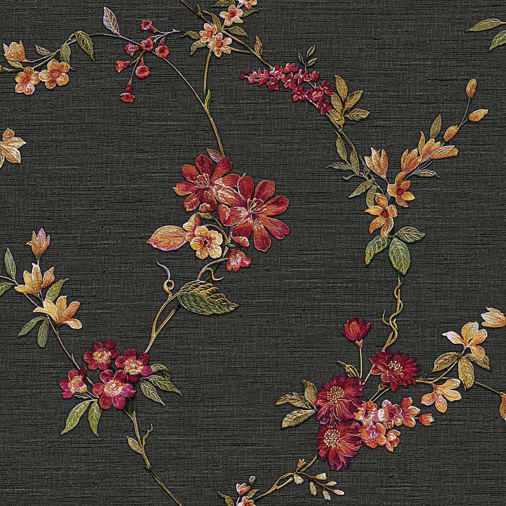 Design ID Flower Trail Black Wallpaper Image 1