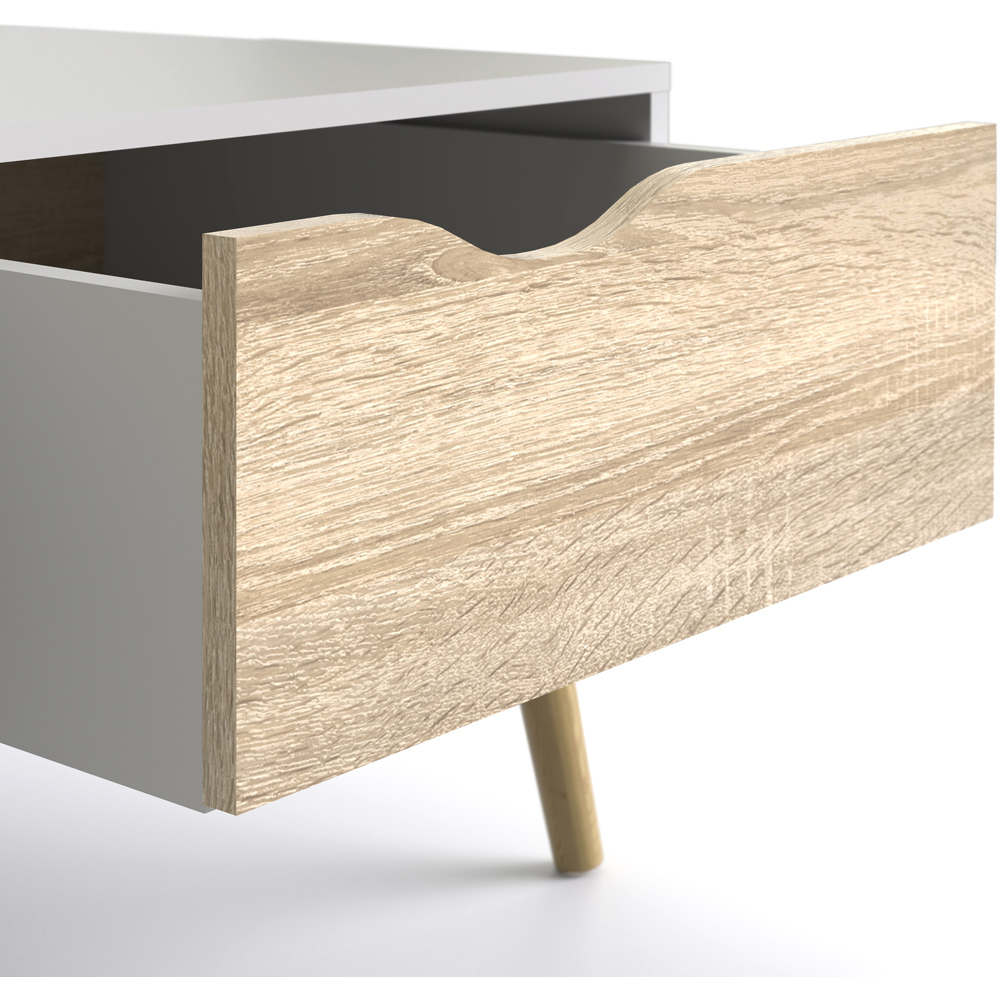 Florence Single Drawer Single Shelf White and Oak Coffee Table Image 7