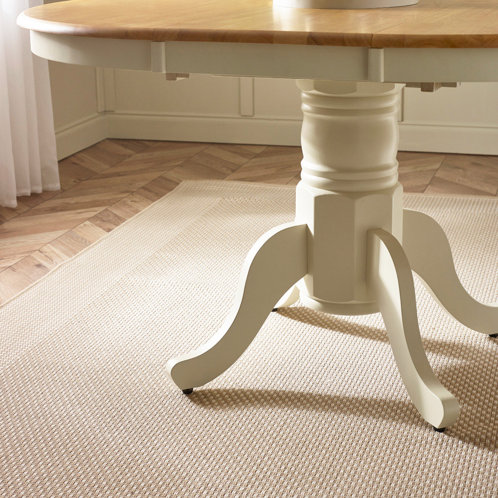Furniturebox Fowey Kennsington 4 Seater Wooden Extending Dining Set Cream and Oak Effect Image 3