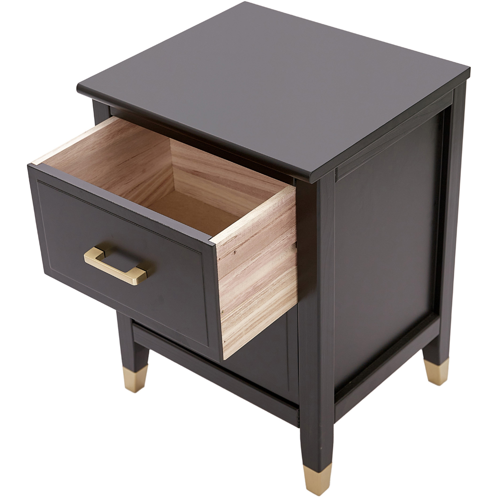 Palazzi 2 Drawer Black Wide Bedside Table Image 5