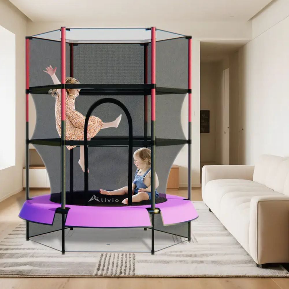 Alivio Kids Red Trampoline with Safety Enclosure Net Image 2