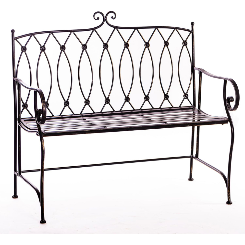 Garden Gear 2 Seater Ebony Wrought Iron Garden Bench Image 2