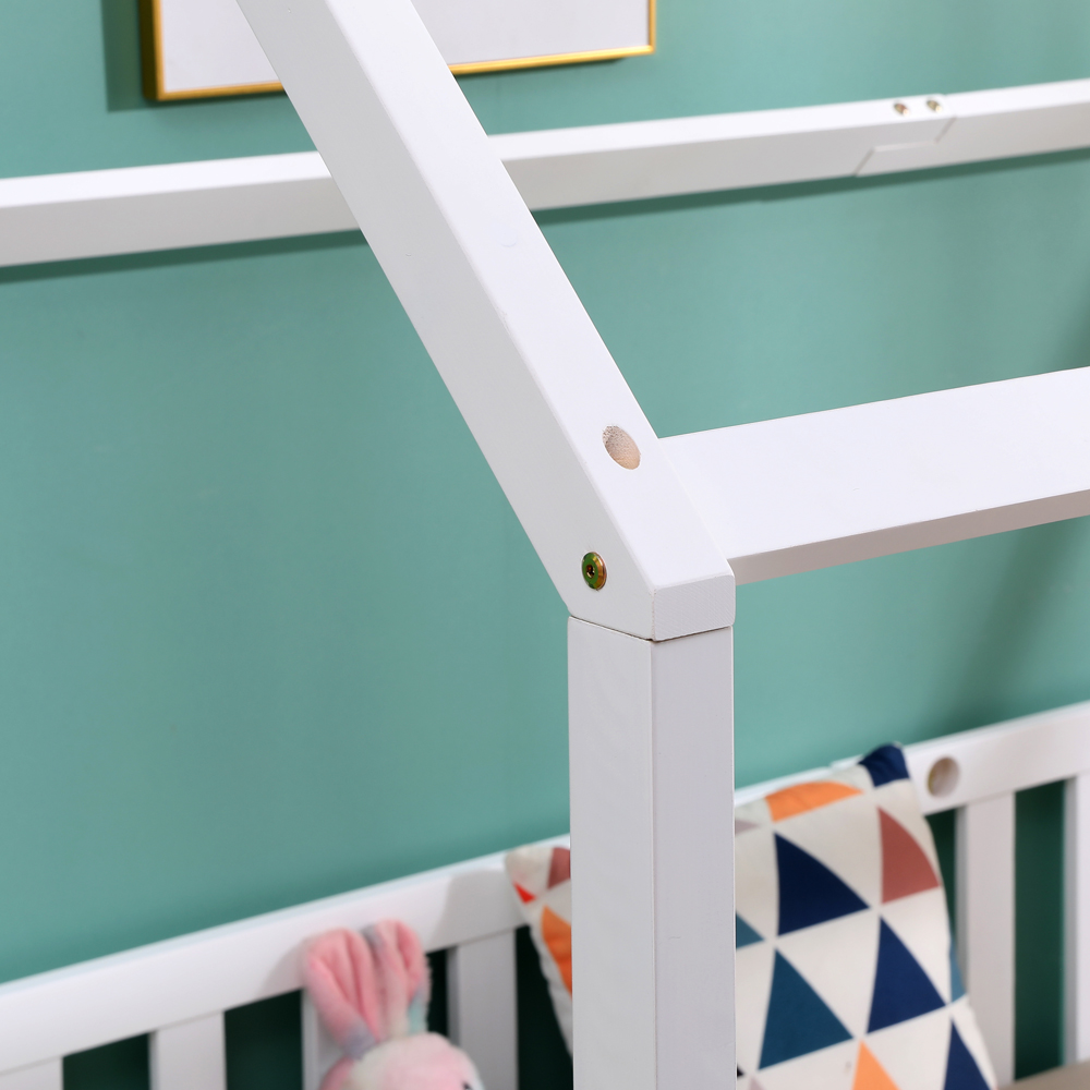 Portland Wood House 2 Drawer White Style B Kids Bed Frame Image 5