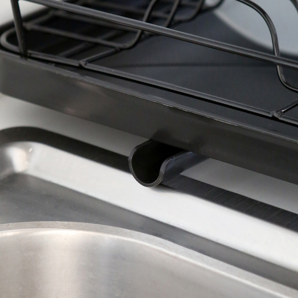 Harbour Housewares Black Metal Dish Drainer Rack with Drip Tray Image 5