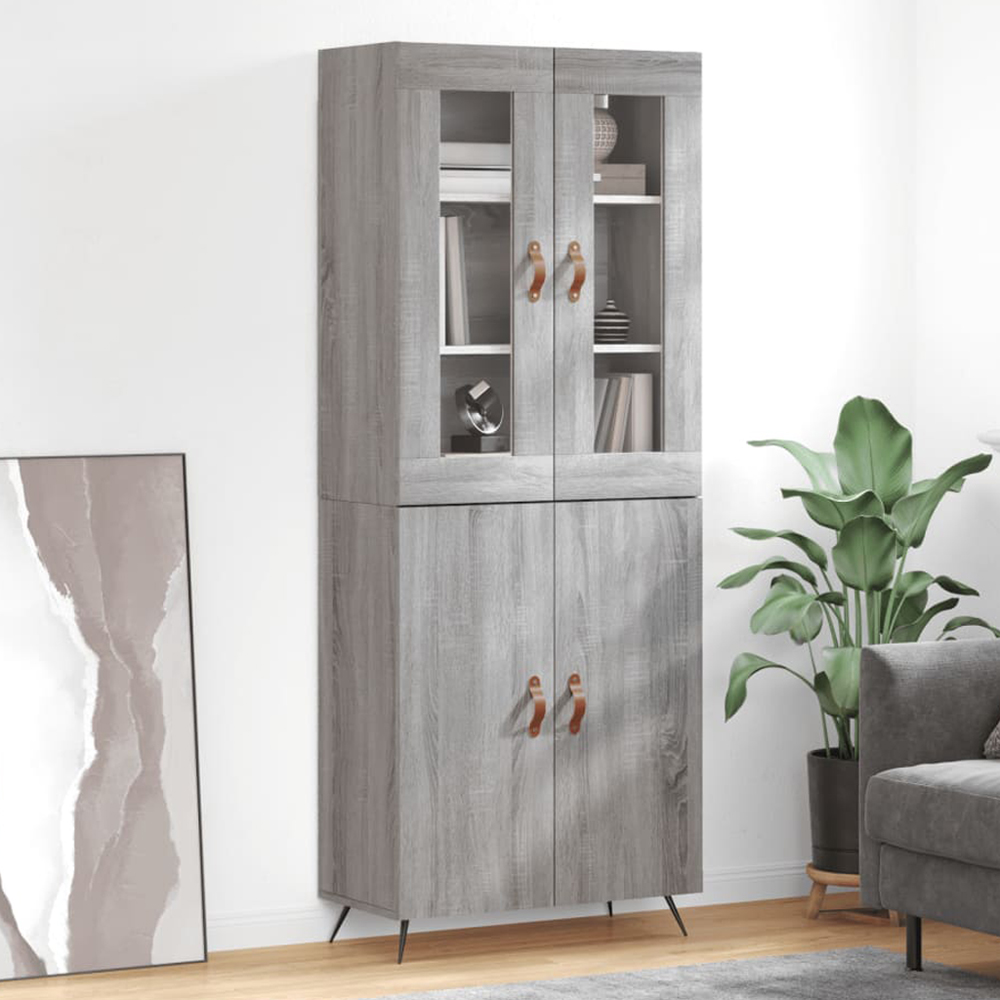 vidaXL 4 Door Grey Sonoma Highboard Image 1