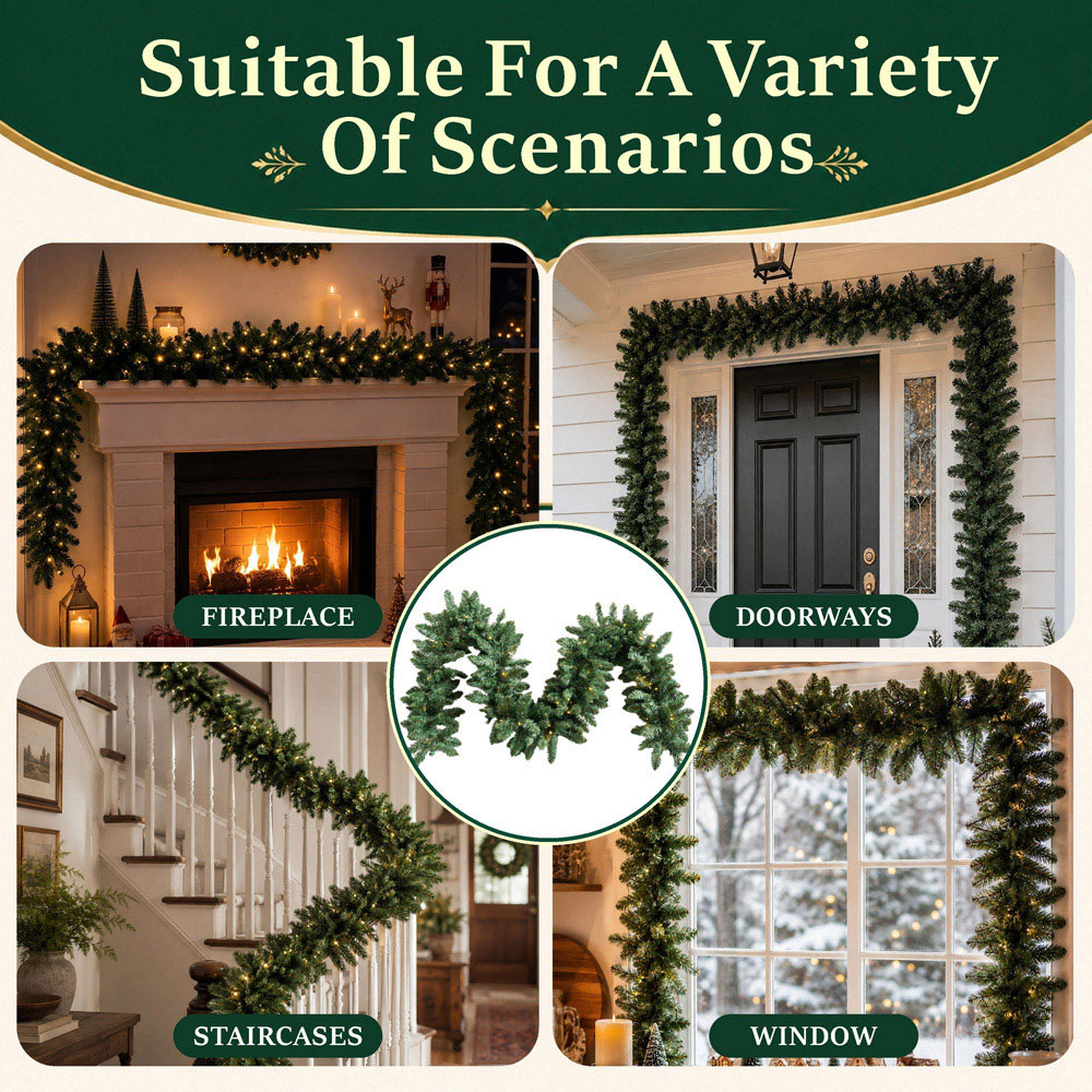 Abrihome 50 Warm White LED Artificial Christmas Garland with 240 Tips 270cm Image 7