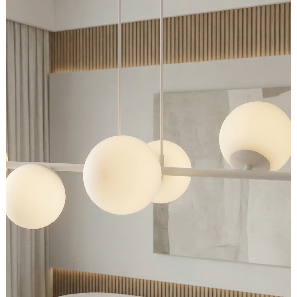 Emibig Magnus 8 Light Grey with Opal Finish E14 Ceiling Pendant Light Image 5