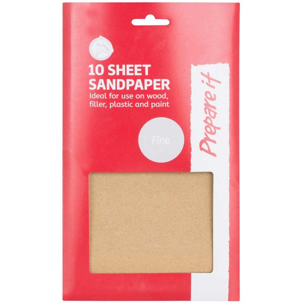 Prepare it Fine Grit Sandpaper Sheets 10 Pack Image