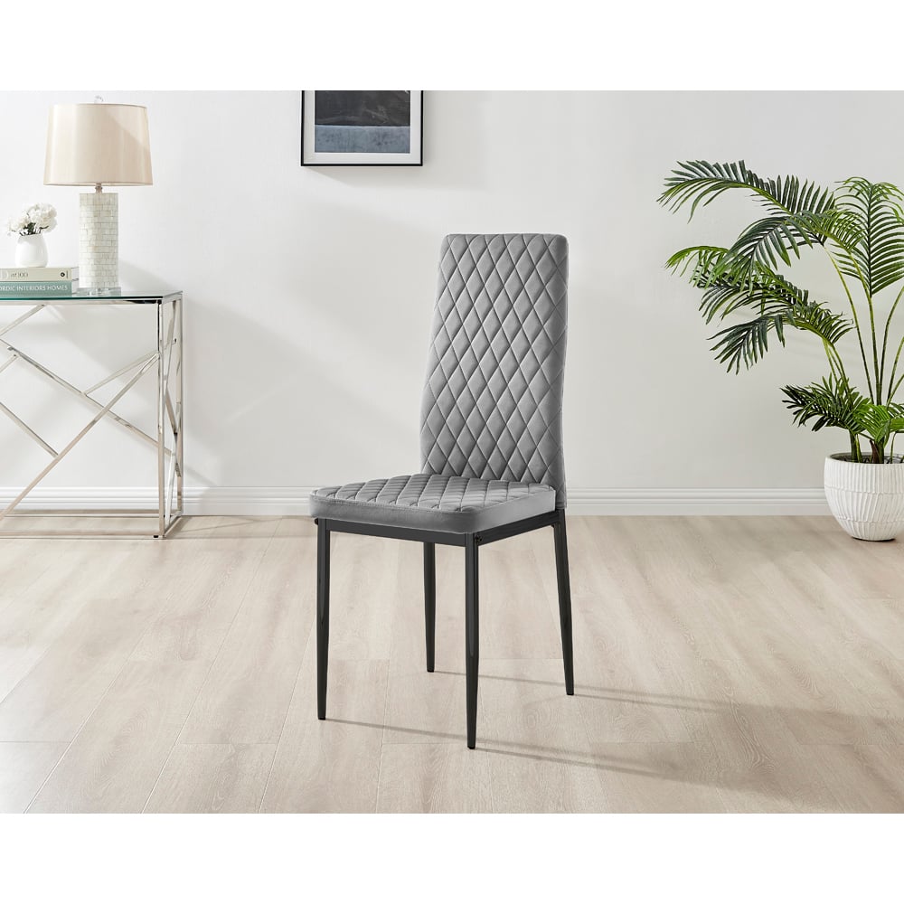 Furniturebox Arona 4 Seater Round Dining Set Grey and Black Image 5