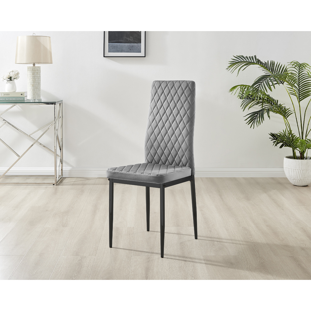 Furniturebox Copeland Valera Marble Effect 4 Seater Dining Set White Grey and Black Image 6