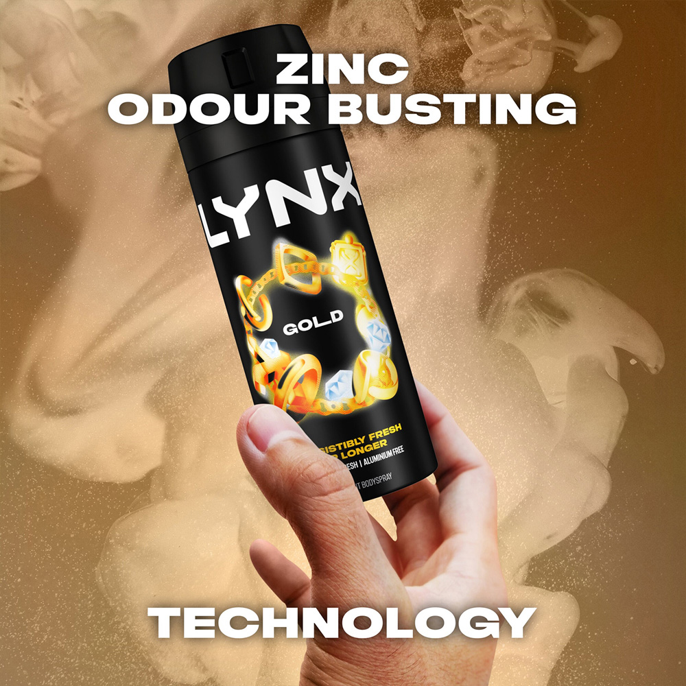 Lynx Gold Oud Wood and Fresh Vanilla 48H Protection Deodorant Body Spray 150ml 6 Pack Image 5