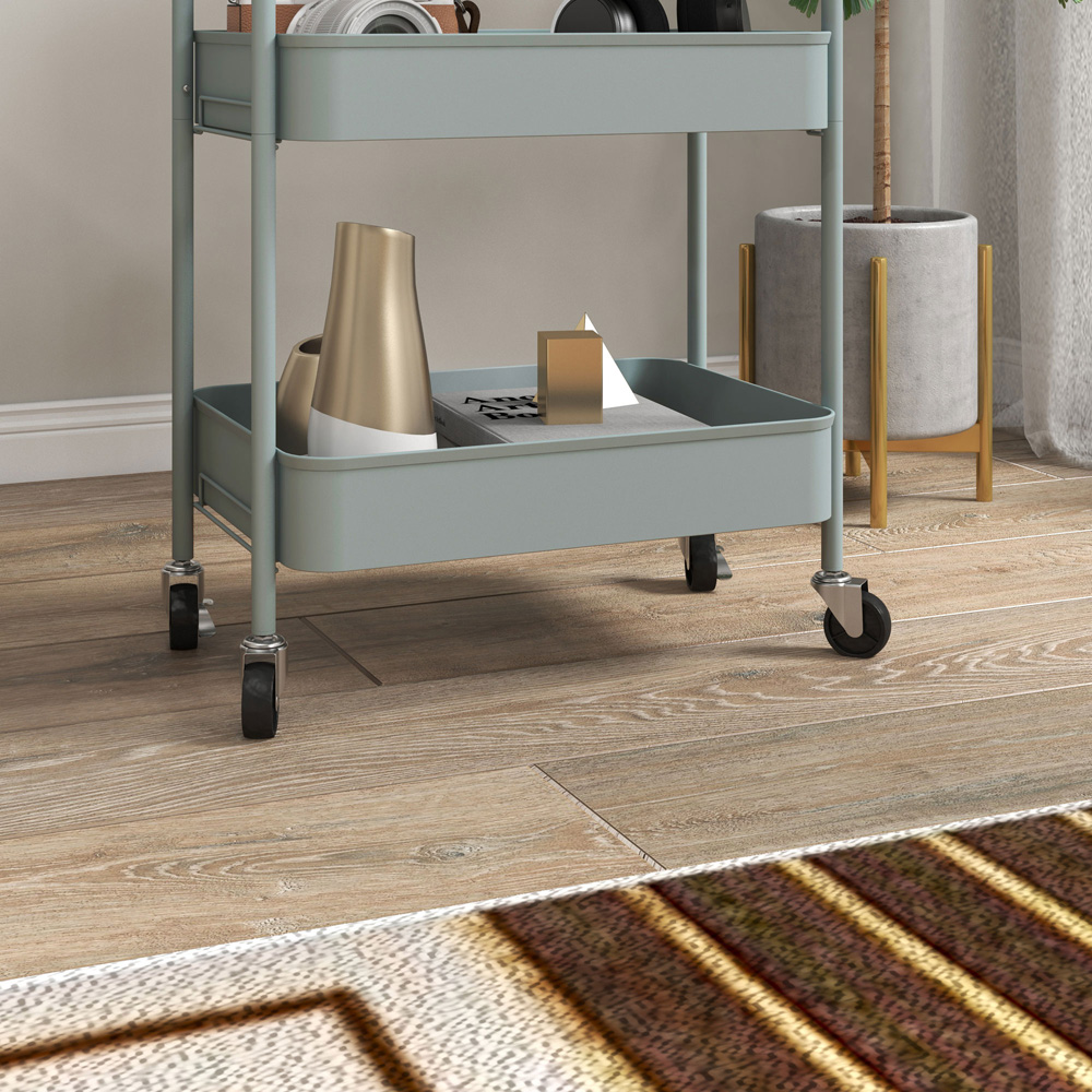 HOMCOM 3 Shelf Light Blue Rolling Utility Cart Image 5