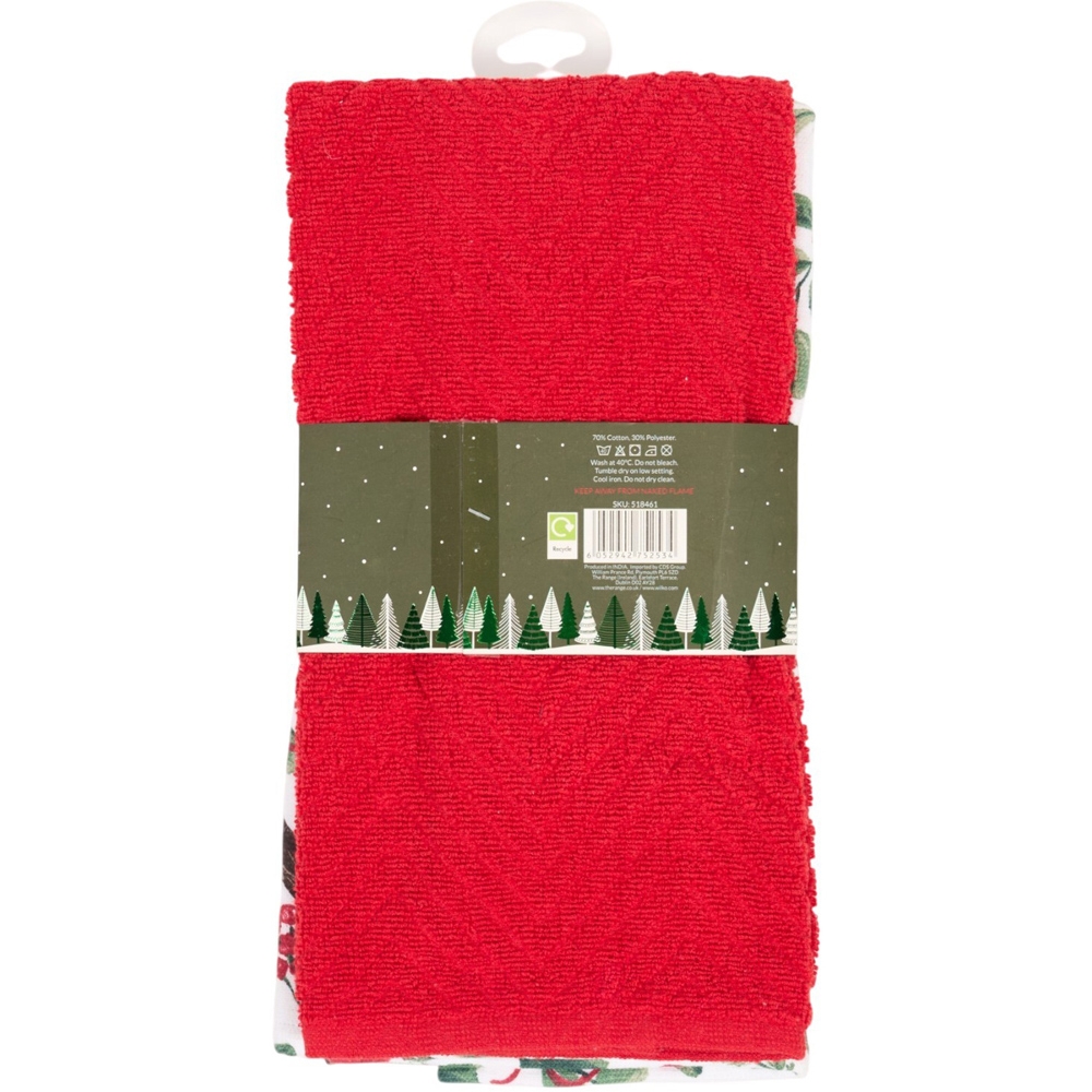 Pack of 2 Festive Robin Print Tea Towels Image 2