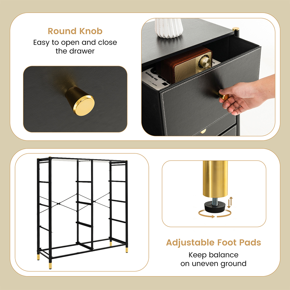 Costway 8 Drawer Black Fabric Dresser Image 6