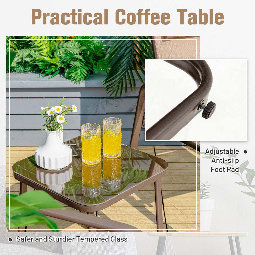 Costway 2 Seater Patio Bistro Set Brown Image 6