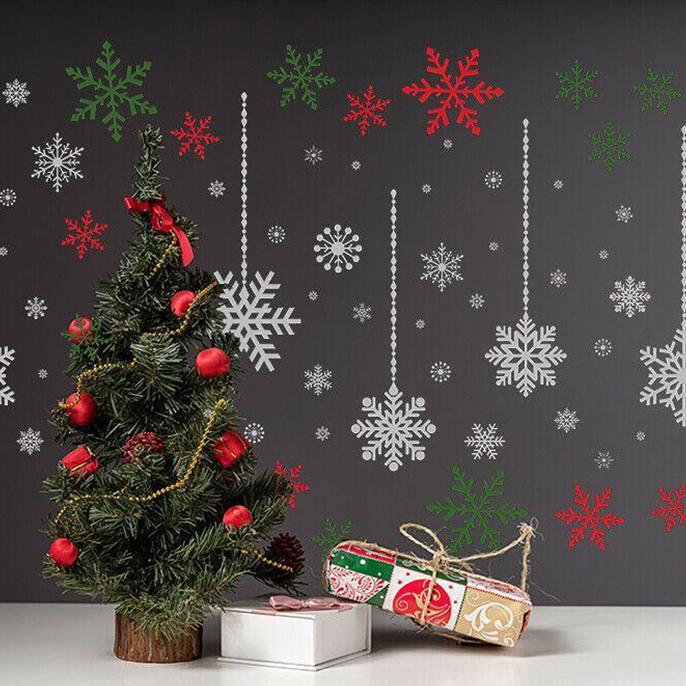 Walplus Silver and Coloured Christmas Snowflakes Self Adhesive Wall Sticker 73 Piece Image 4