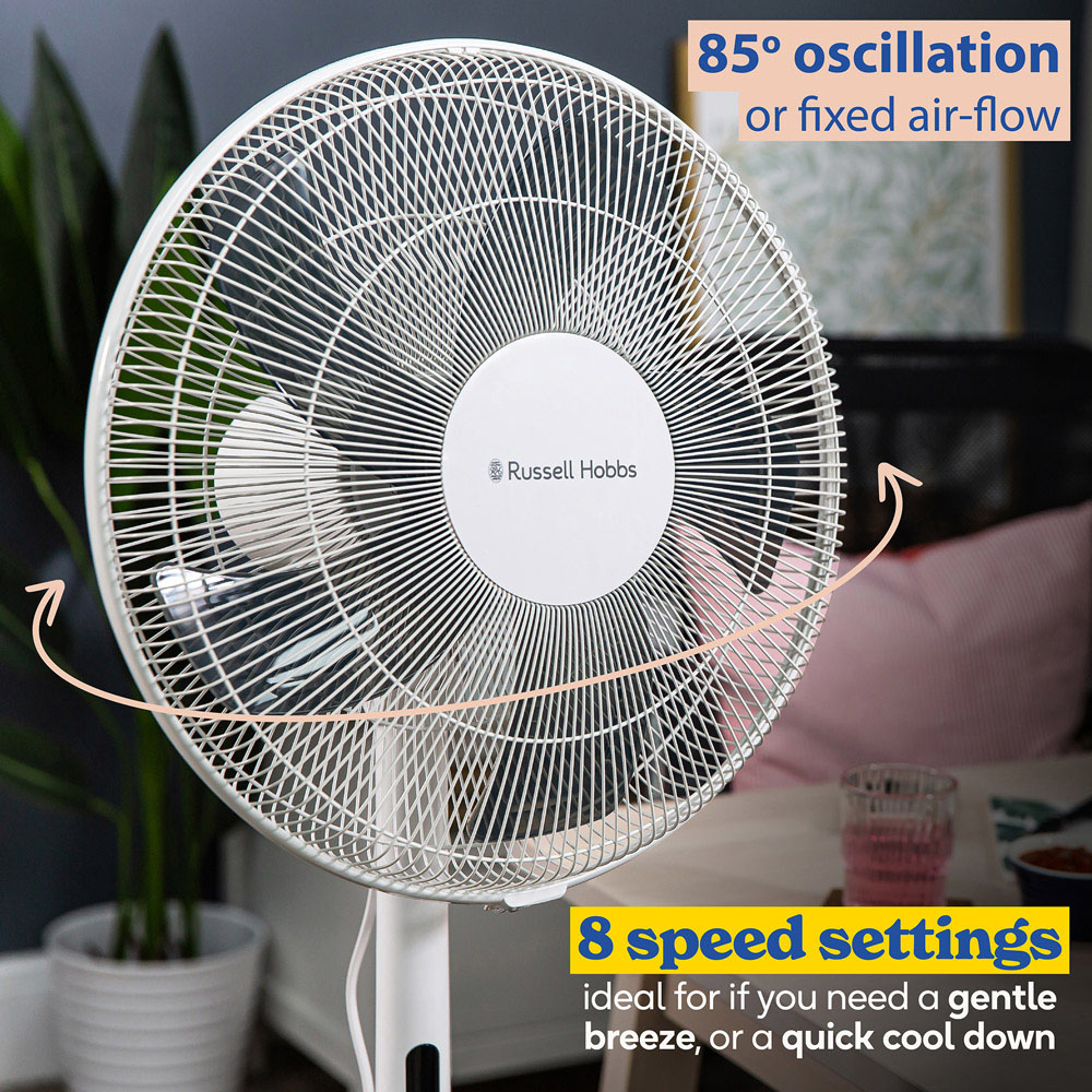 Russell Hobbs 3-in-1 White Adjustable Height Pedestal Fan with Remote Image 4