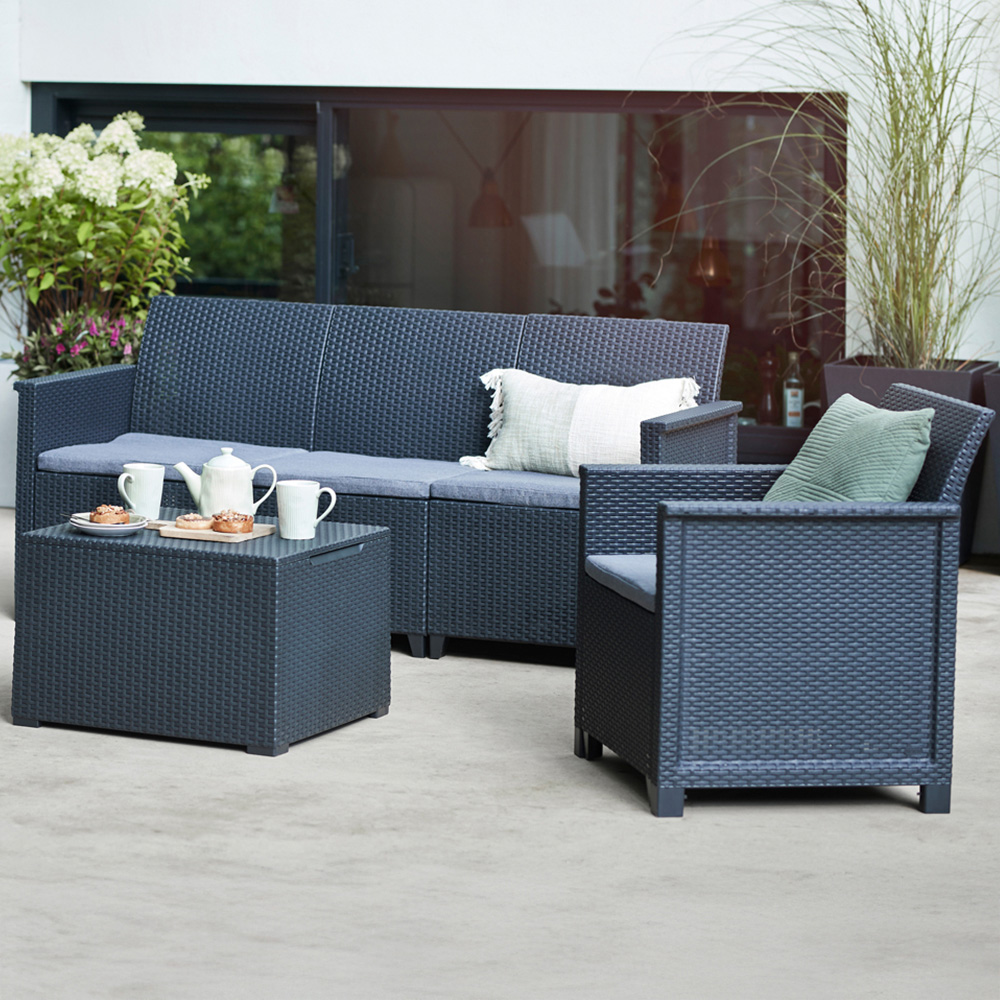 Keter Emma 5 Seater Graphite Rattan Wicker Sofa Set Image 1