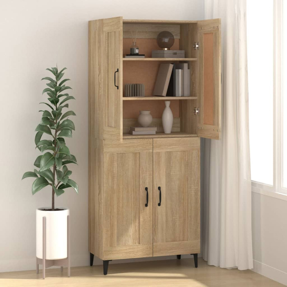 vidaXL 2 Door Sonoma Oak Sideboard with Metal Handles Image 3