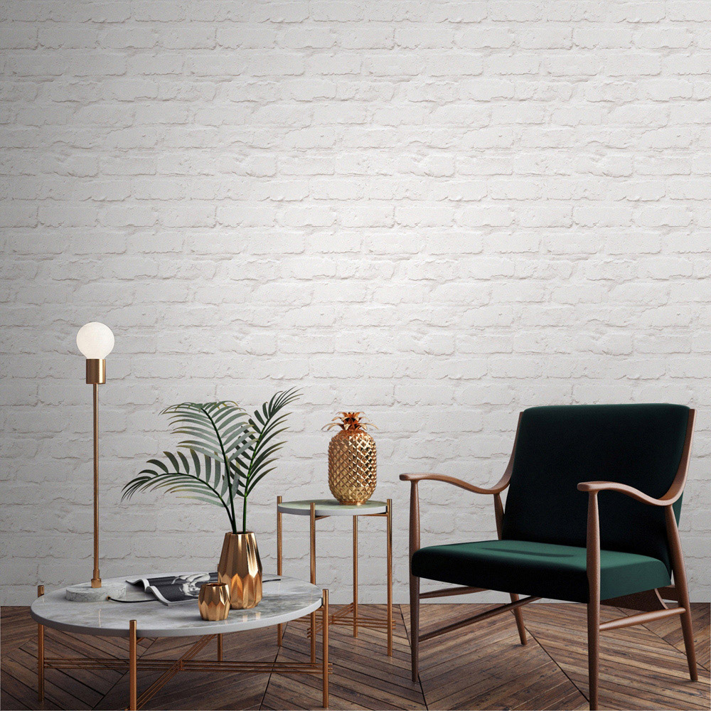 Grandeco White Brick Wallpaper Image 3