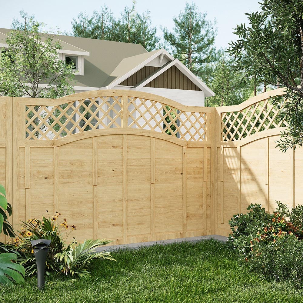 Living and Home Lattice Top Wooden Garden Fence Panel 6 x 4ft Image 1