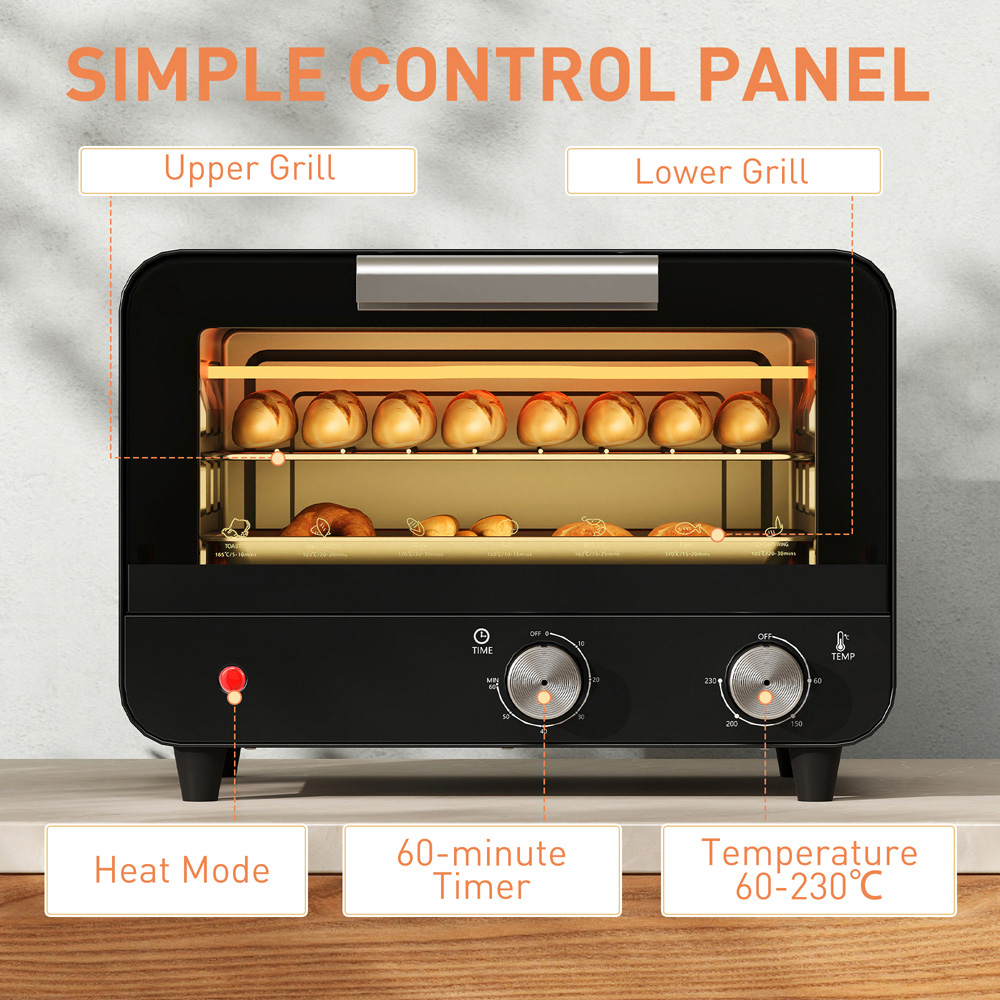 HOMCOM Black 12L Mini Countertop Toaster Oven Image 7