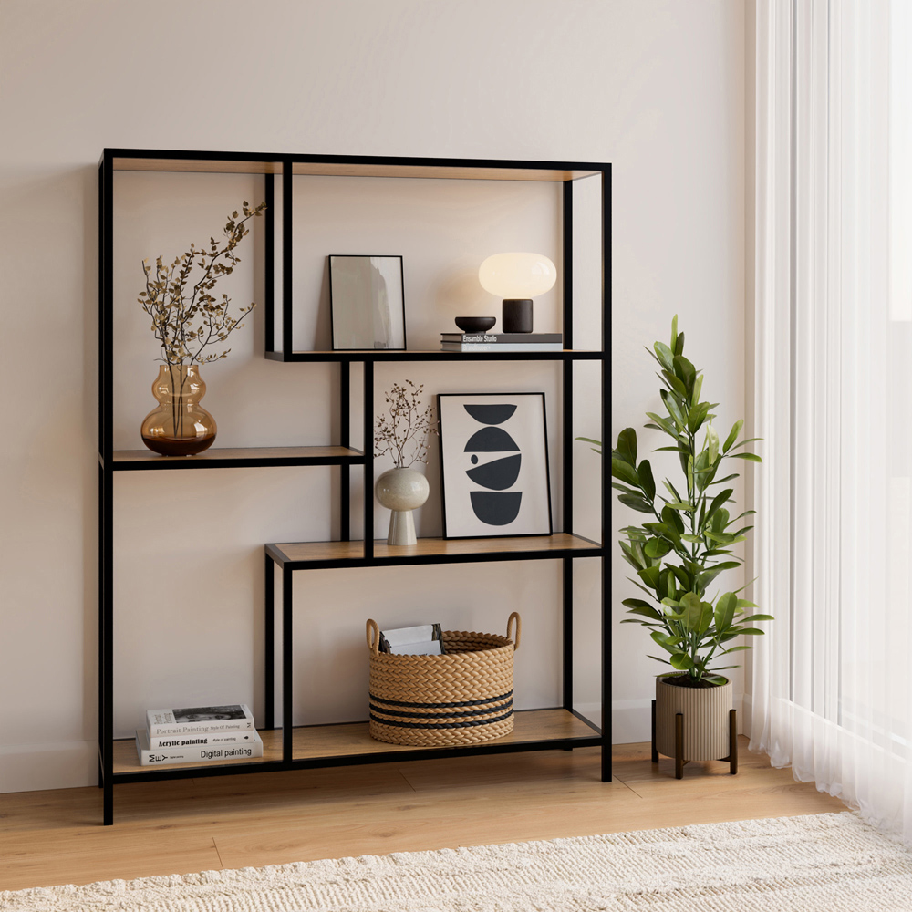 GFW Blake 4 Shelf Oak Shelving Unit Image 7